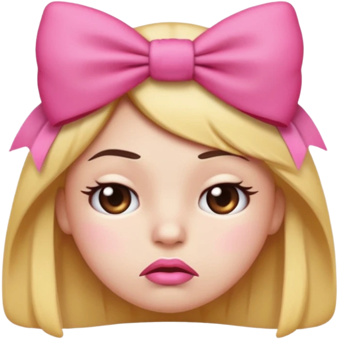 Pouting emoji with pink bow on head emoji