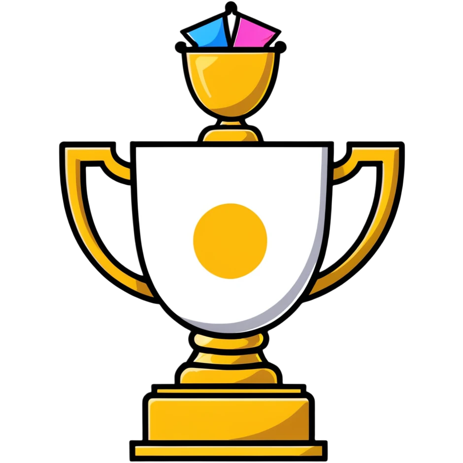Trophy with confetti celebration for good job emoji