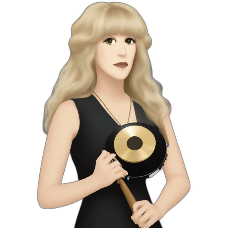 Stevie nicks in black holding a tambourine emoji