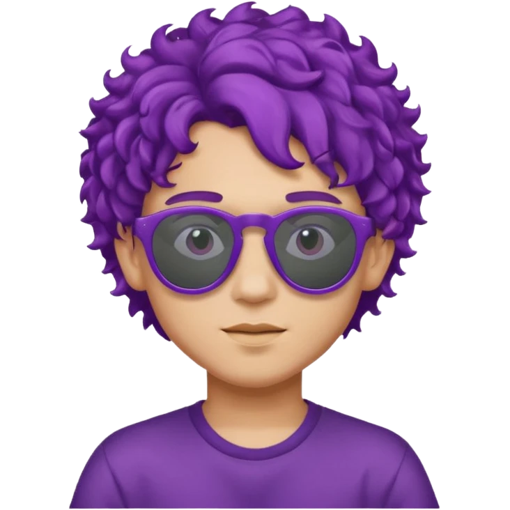 purple haired, curly haired boy with sunglassess emoji