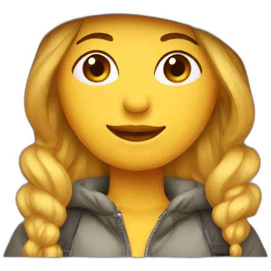 Femme en doudoune et bonnet emoji