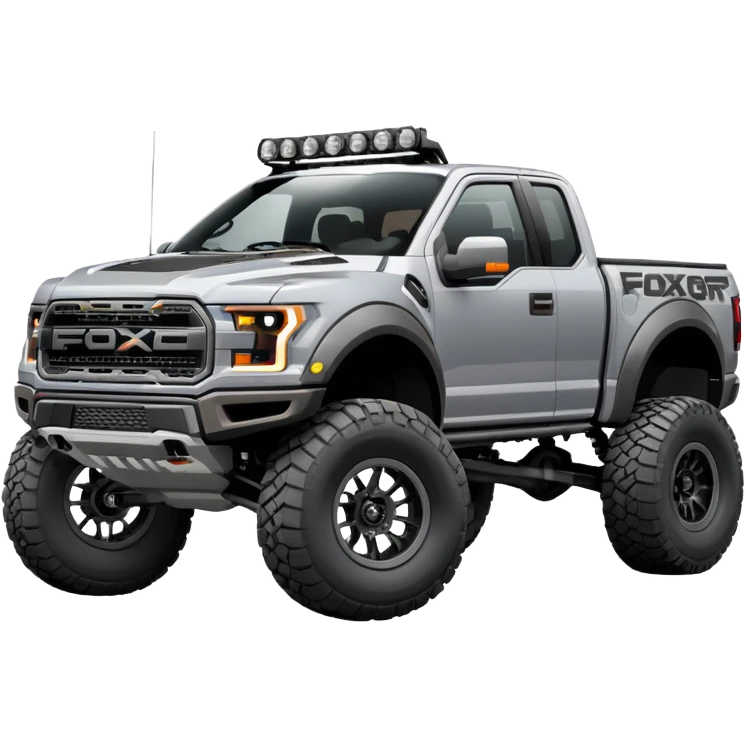 Gray Ford F-150 Raptor with Fox Shocks 3.0 Race Series Front & Rear emoji