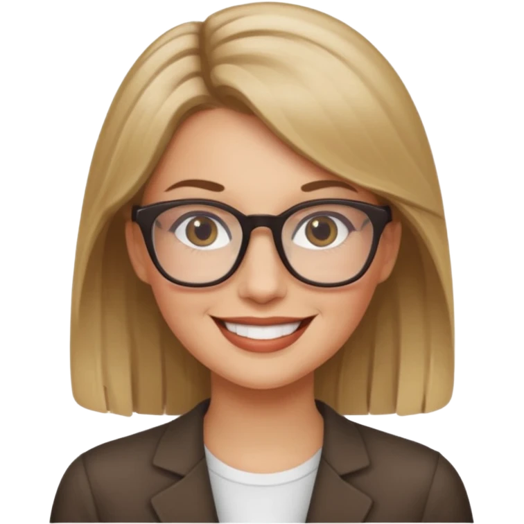 White woman,dark blonde hightlights, glasses,  emoji