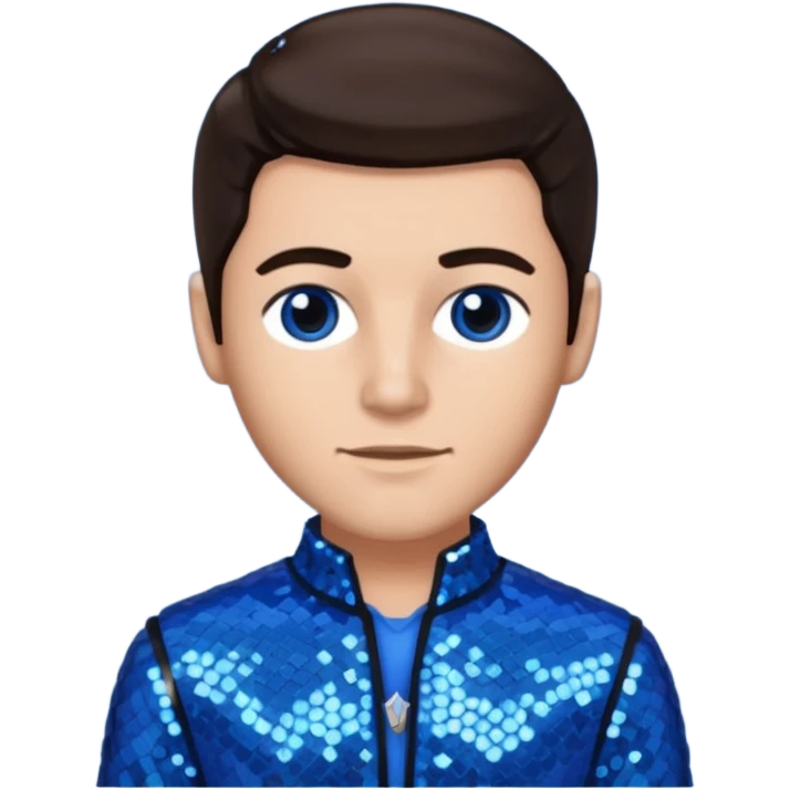 Joseph, father of Jesus from The Bible with dark brown hair, blue sequin outfit emoji