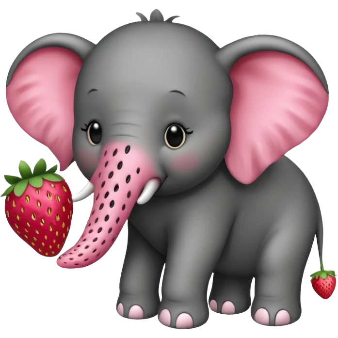 Make a  black and white strawberry elephant emoji
