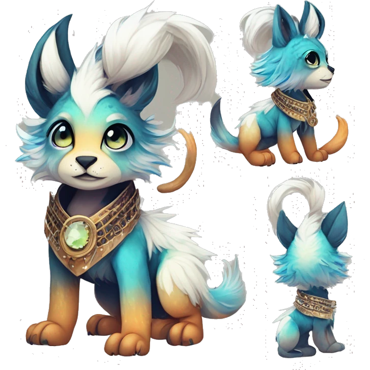 Cool cute Kawaii edgy fantasy animal sparkle fursona Fionbri creature by griffsnuff & LiLaiRa & Falvie full body emoji