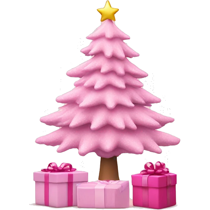 Pastel pink Christmas tree with pink gift emoji