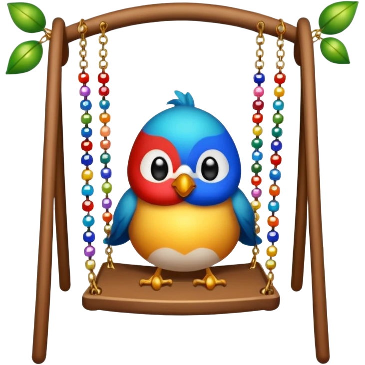 Swing with beads and bells for bird, birds wont sit right emoji