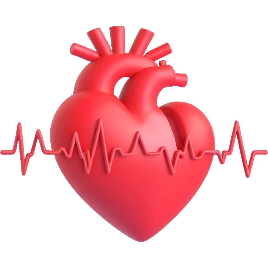 playful and clear heart with EKG line through it, no text emoji