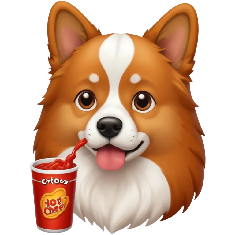 A dog watching hot Cheeto  emoji