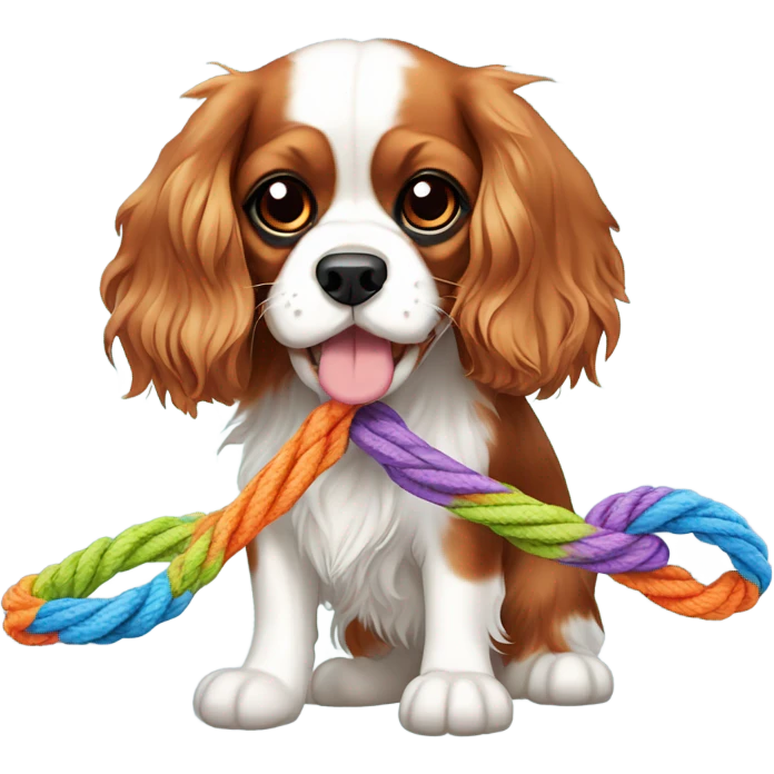 Cavalier with rope toy  emoji