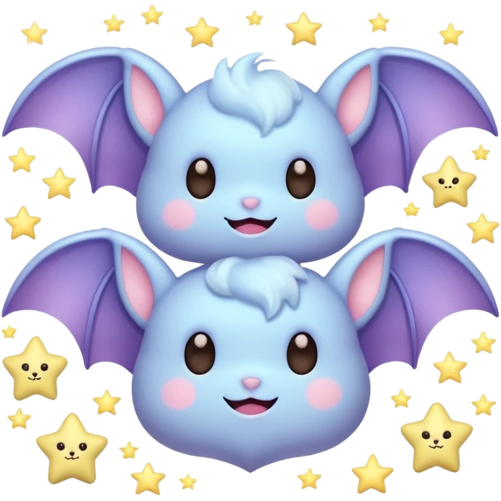 cute pastel bats and stars emoji