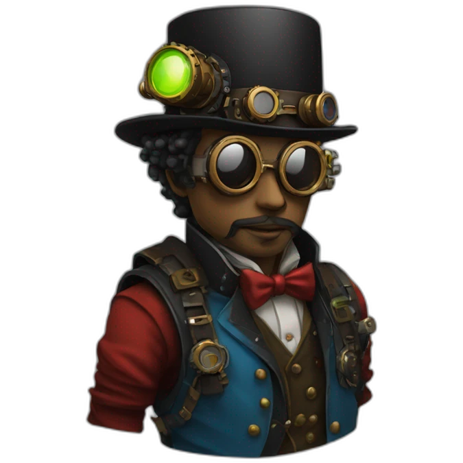 steampunk programmer using colors black, red, yello, blue, green emoji