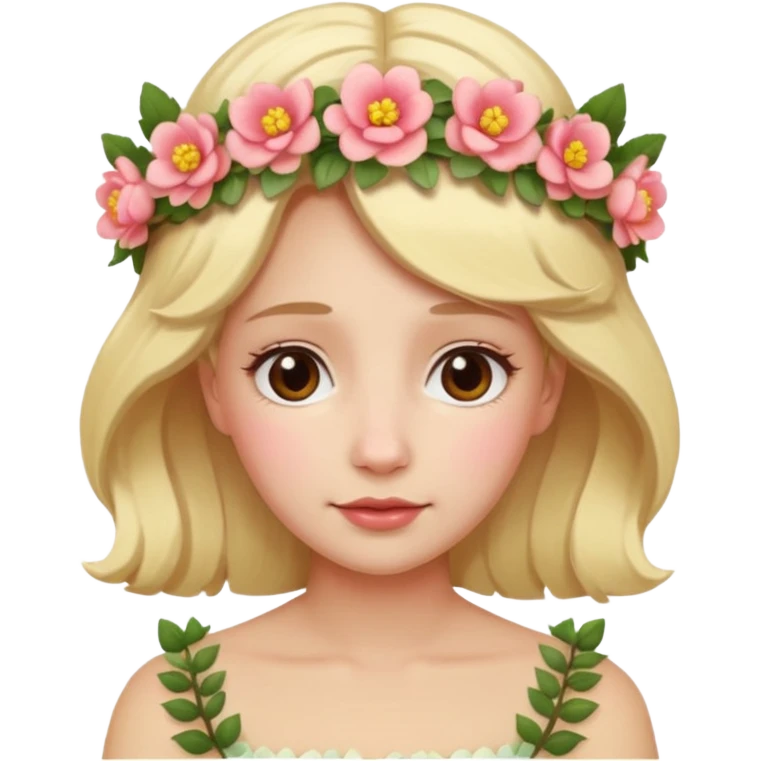woman blonde old with flower crown emoji