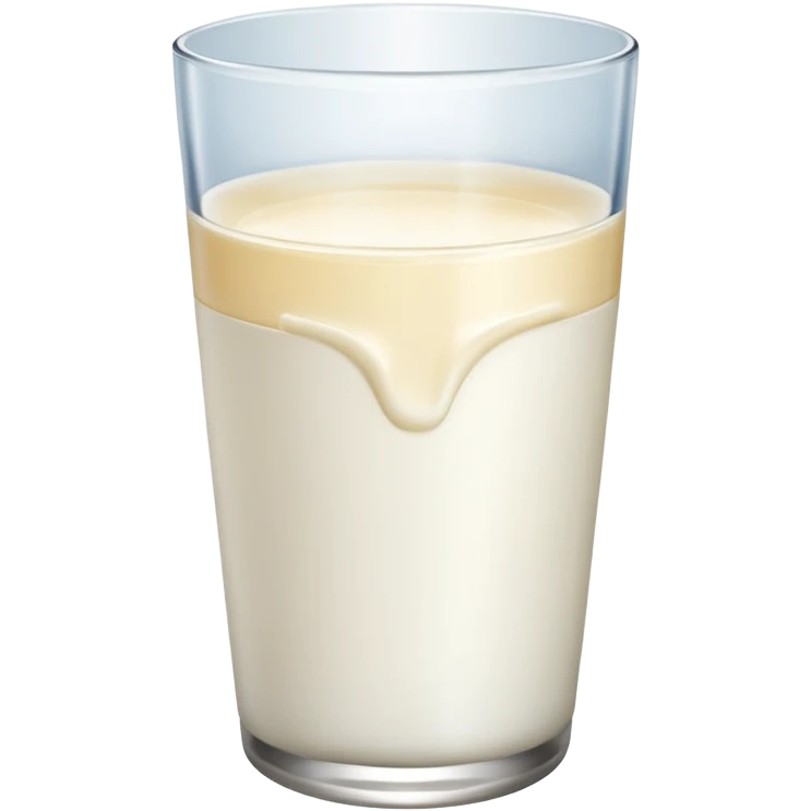 the drink is white, The bottom and mouth of the glass are the same width and There is only white liquid inside,photo realistic emoji
