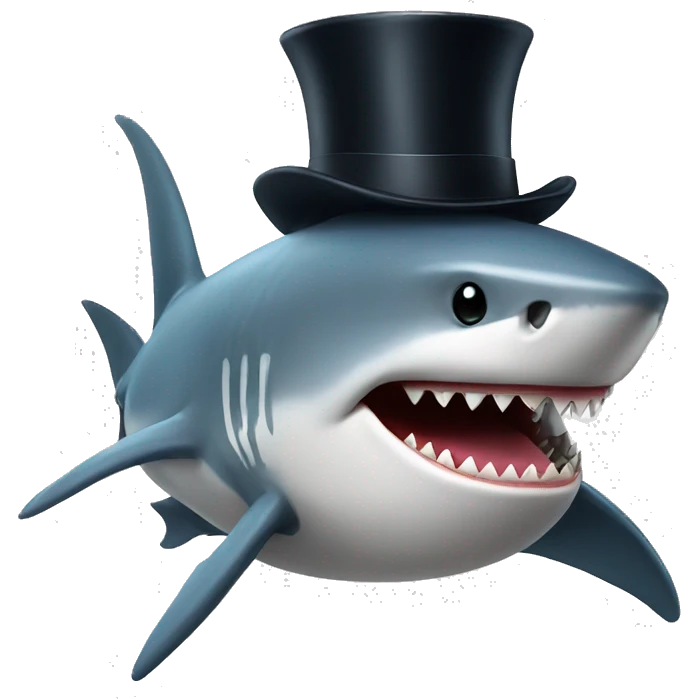 Shark with a top hat emoji