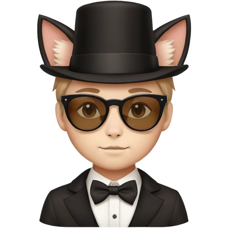 realistic boy with cat ears & sunglasses & a top hat  emoji