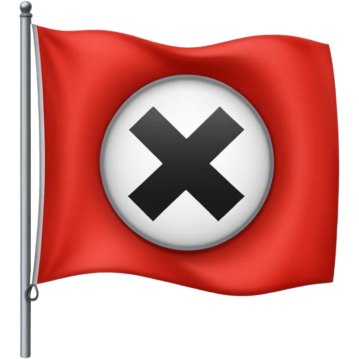 Créame un emoji de una bandera roja con un círculo blanco a un costado y una cruz dentro del circulo boanco no dentro del circulo blanco q este la cruz color negro un emoji nazi  emoji