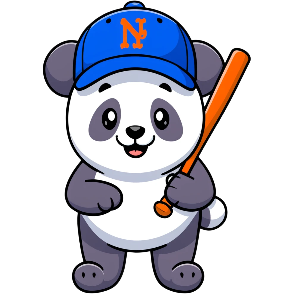 Panda with New York Mets emoji