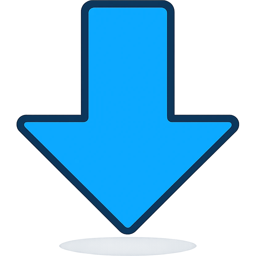 Blue arrow pointing down, add a shadow emoji