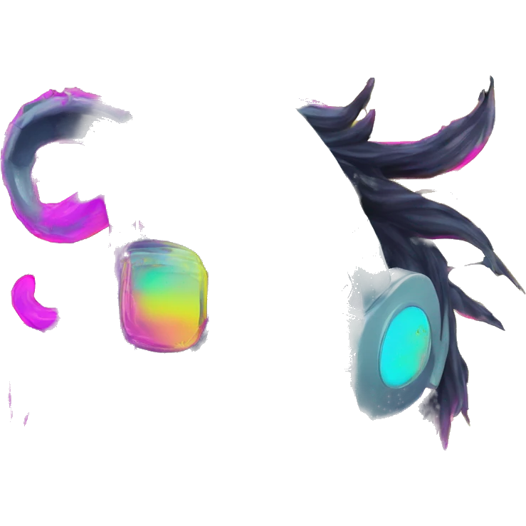 .Zombie_ Vaporwave black holographic oilslick zombie unicorn yellow caution tape and a vinyl emoji