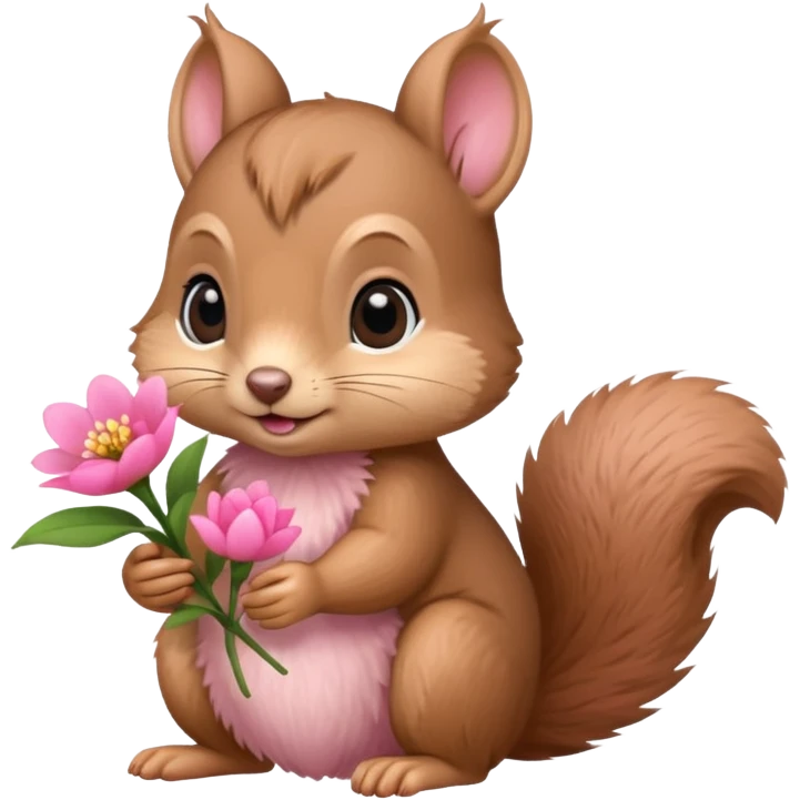 baby squirrel hold a flower emoji