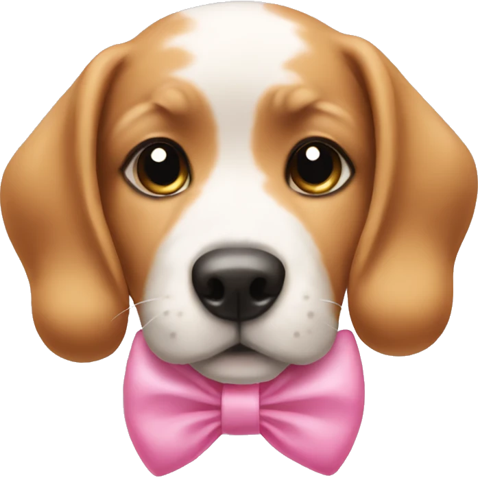 Cute dog wearing a pink bow on its ear  emoji