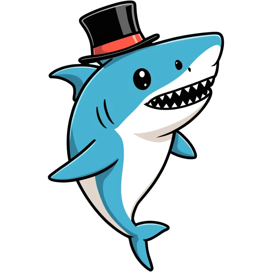 Shark with a top hat emoji