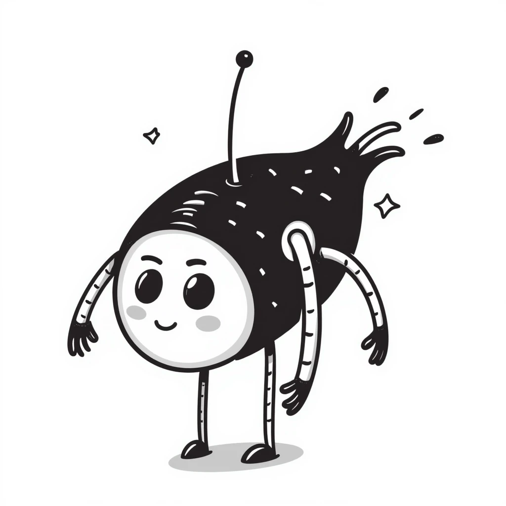a robot shaped like a sushi roll, with LED eyes, tentacle sticks and soy sauce dripping like wires emoji