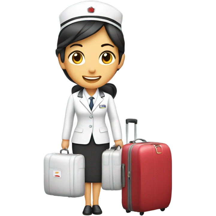 asian FLIGHT ATTENDANT WITH A LUGGAGE emoji