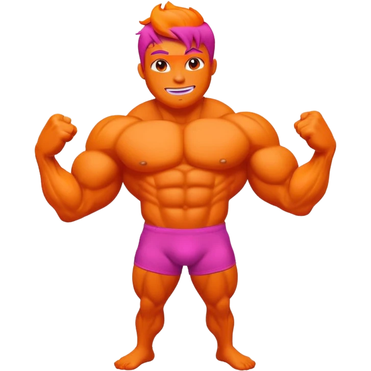Muscle Orange Fruit Character Strongest Wear Magenta Brief emoji
