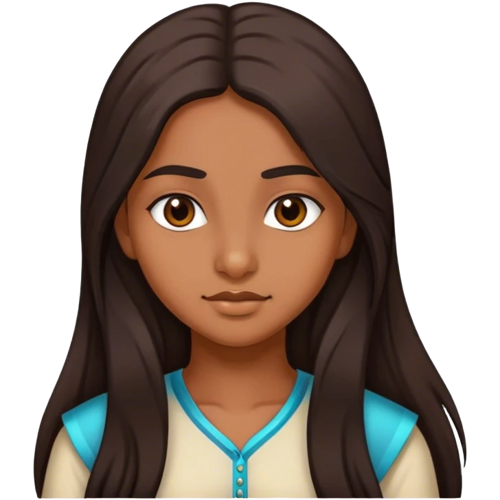 indian teen girl with dark brown long hair  emoji