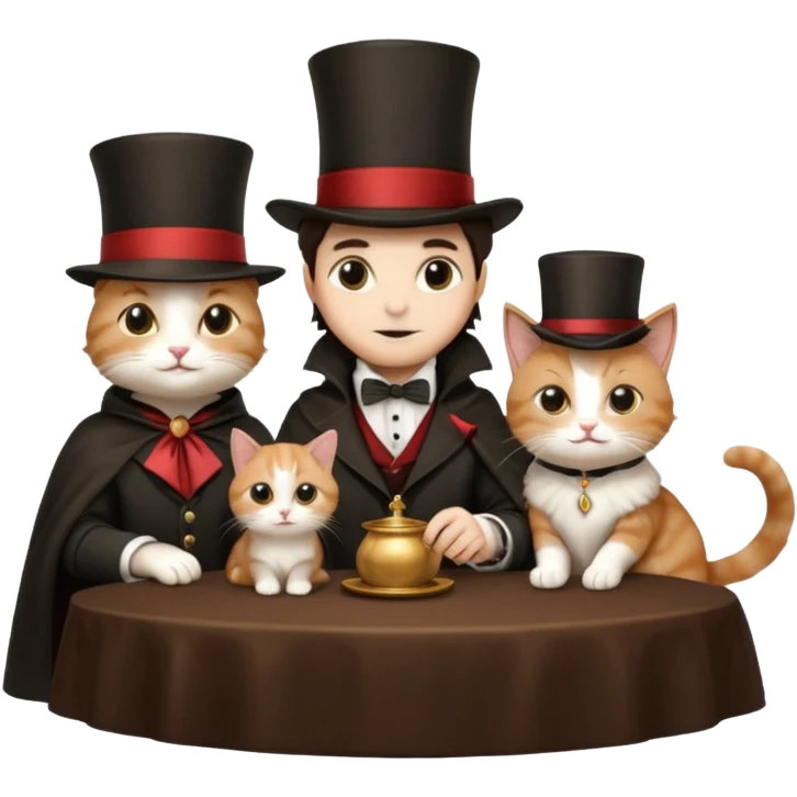 magician couple and their pet cat emoji