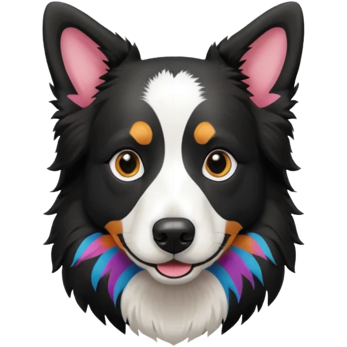 Colorful Border collie Dog, Border collie Portrait, Dog Sticker Clip art emoji