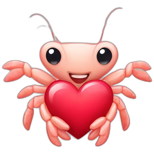 Shrimp with heart in hands emoji