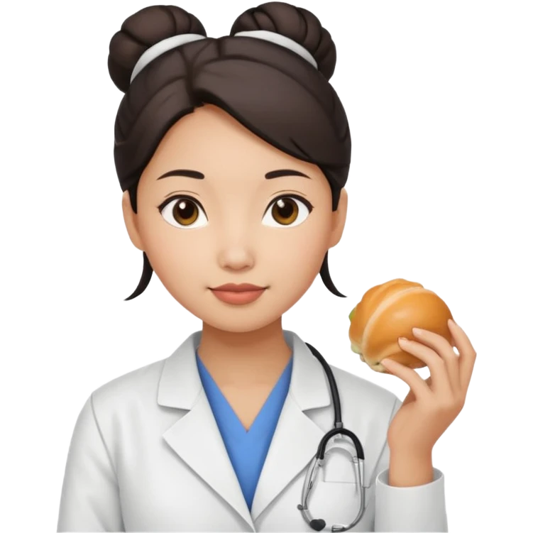 emoji of an asian woman with a bun who is a guru in the lab emoji