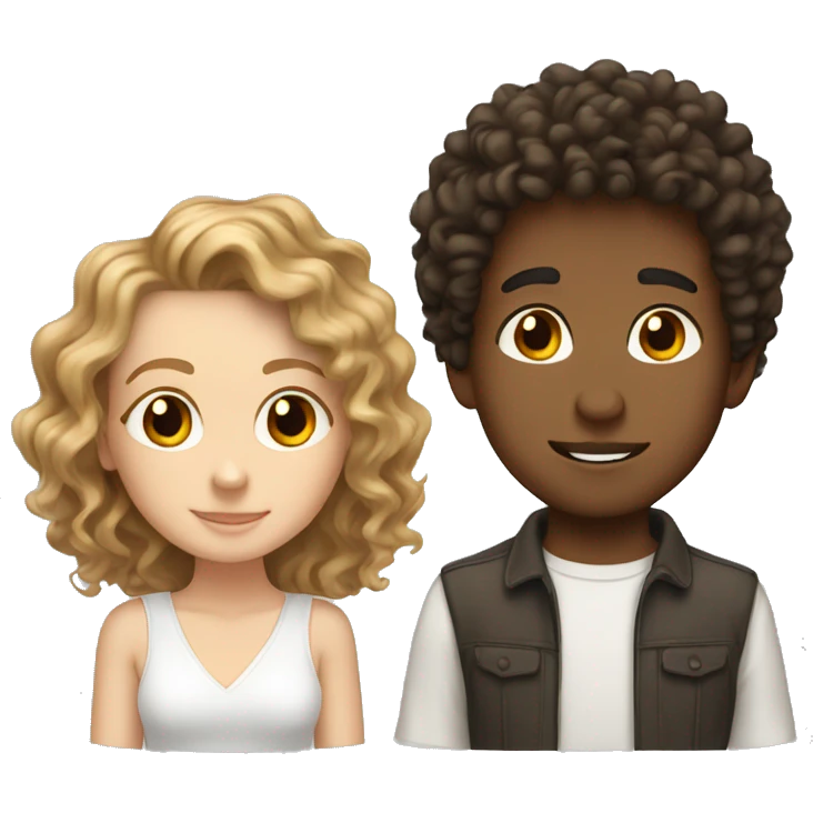 Mixed boy with curly hair falling in love with white girl with medium brown hair emoji
