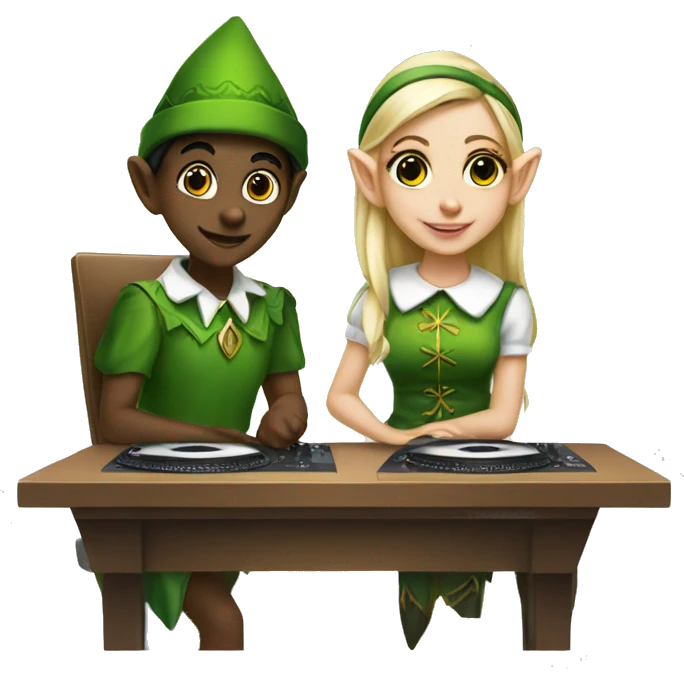 a elf girl and dj table emoji