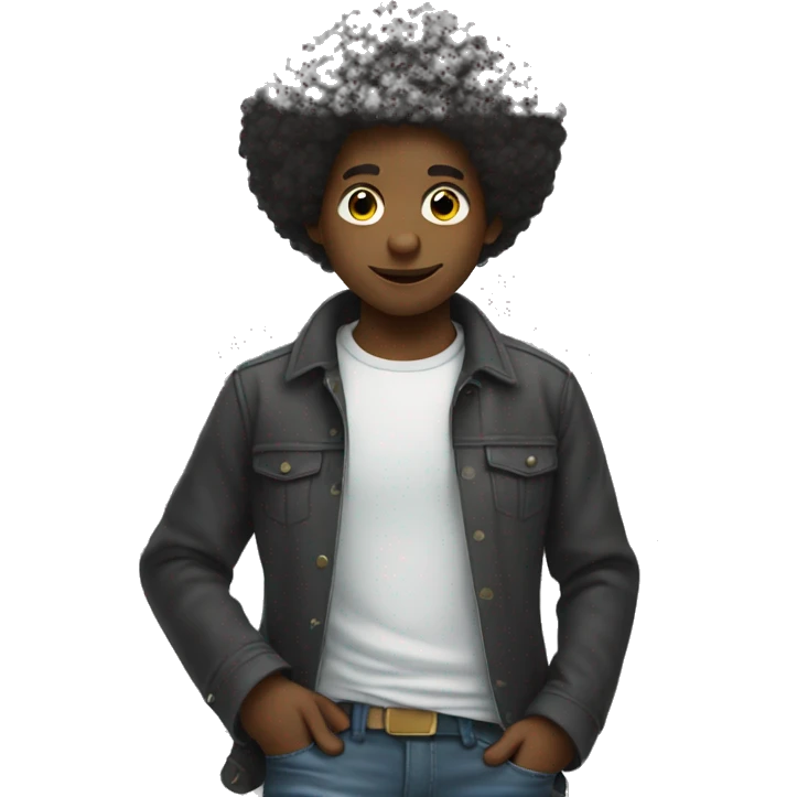 afro boy taking money out of his pocket emoji