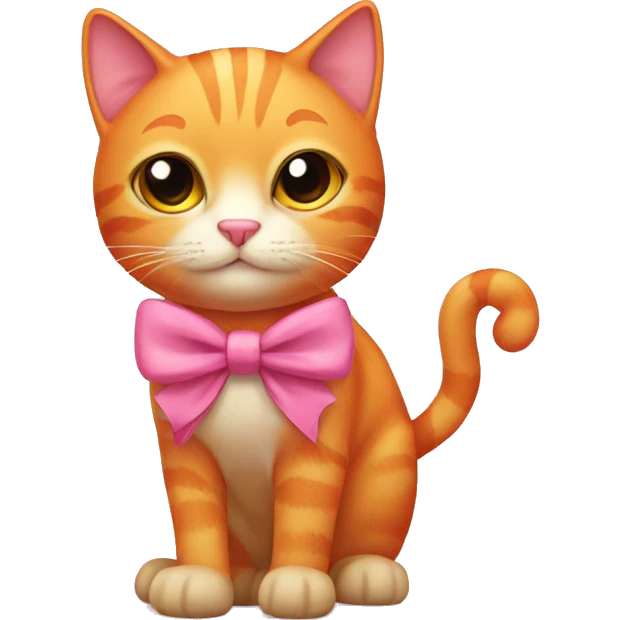 Orange cat with a pink bow emoji