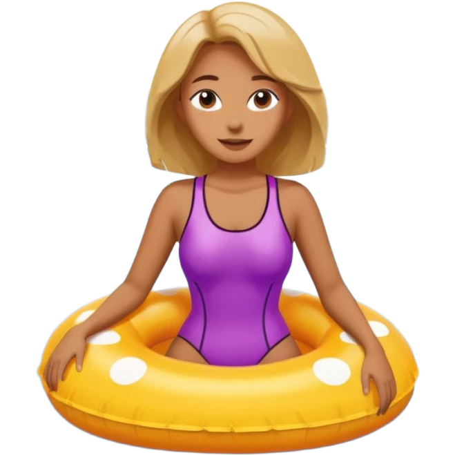 Woman floating in a floatie at the lake emoji