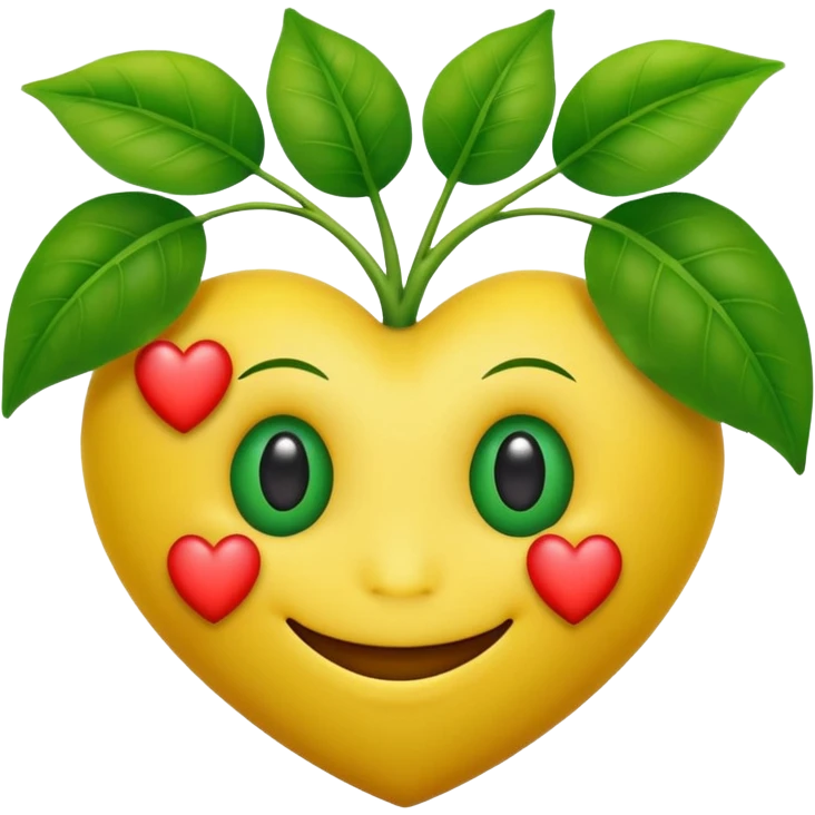 Heart smiley face with plant eyes emoji