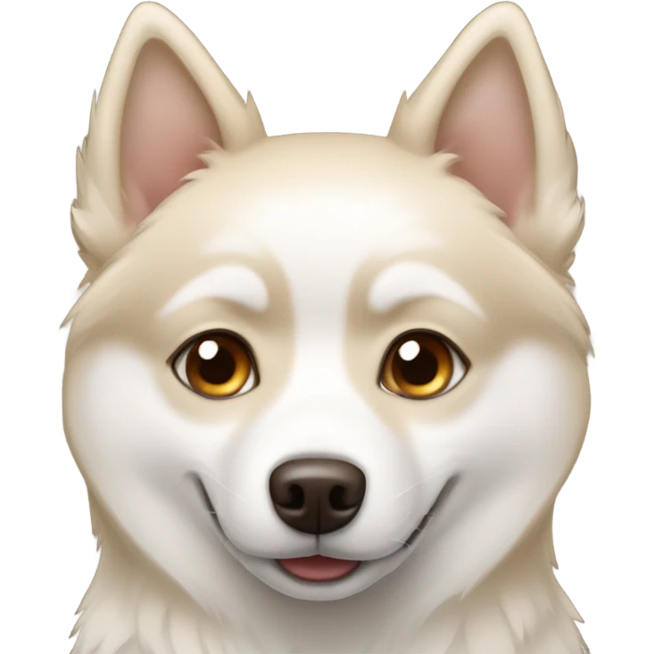 White and beige pomsky dog with brown eyes emoji