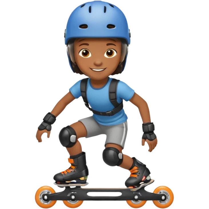 Roller blader black child emoji