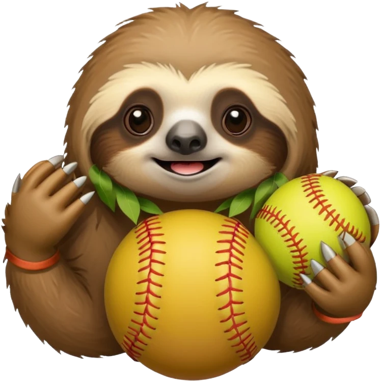 a sloth wearing a softball glove emoji