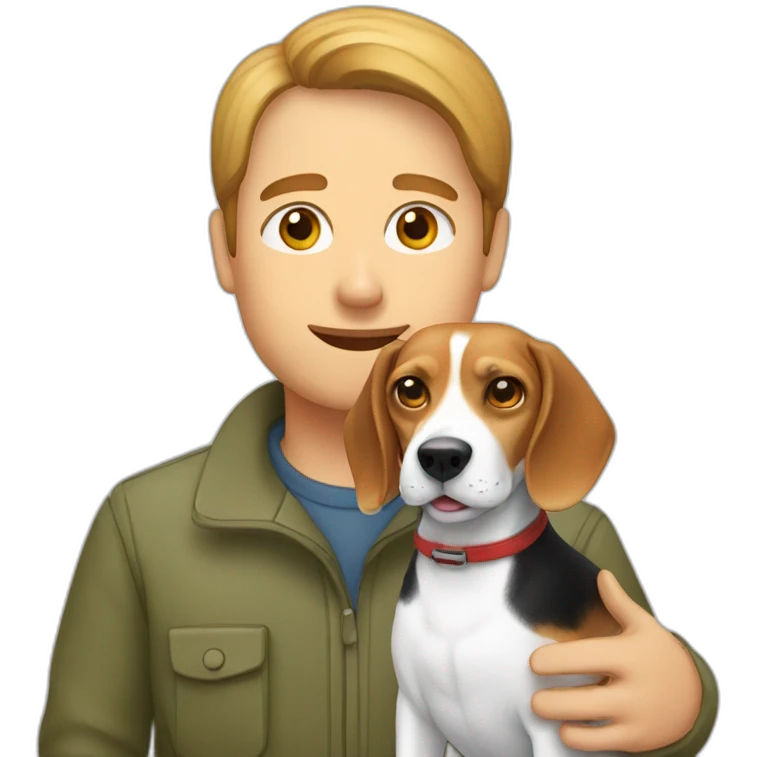 Beagle dog with his owner emoji
