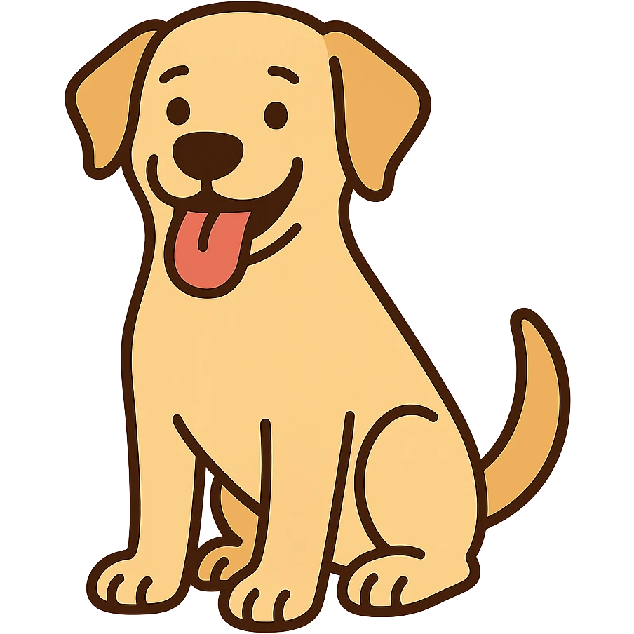 flat toon style labrador dog cheerful emoji