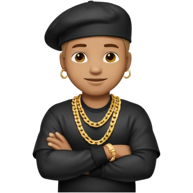 rapper emoji crossing arms in front of chest, confident expression emoji