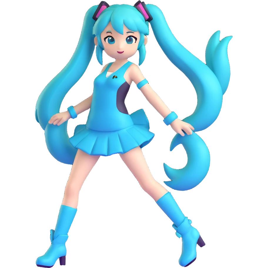 Hatsune Miku with teal twin tails emoji