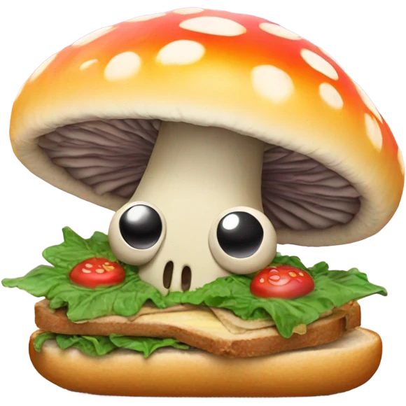 Psychedelic mushroom eating a sandwich emoji